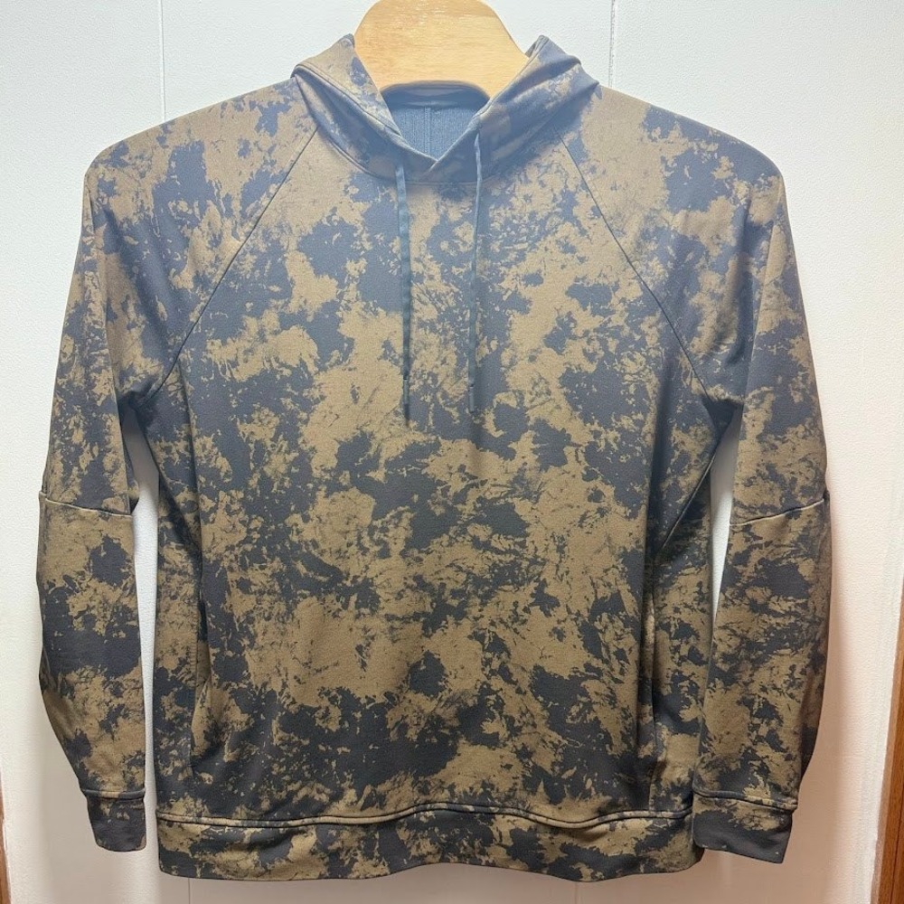 Lululemon Mens City Sweat Pullover Hoodie XL Marble Dye Solar Wash Gold Black